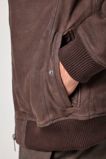 JP1880 Jacket Buffed Nubuck Lamb Leather Brown - Якета - мъжки якета големи размери