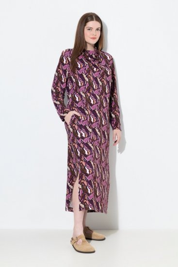 Ulla Popken 843358 Шарена рокля тип суитшърт Сливово - Рокли от трико - 