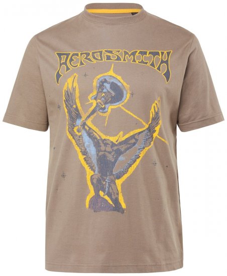 JP1880 844644 Aerosmith Тениска Тъмно таупе - Тениски на групи - Бенд тениски в големи размери