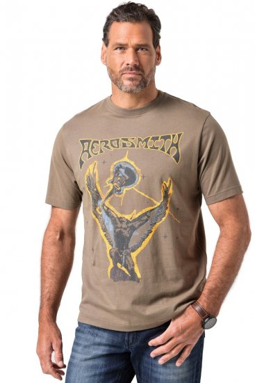 JP1880 844644 Aerosmith Тениска Тъмно таупе - Тениски на групи - Бенд тениски в големи размери