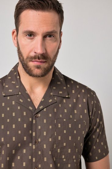 JP1880 Boxy Cuba Short Sleeve Shirt Brown - Ризи - мъжки ризи големи размери