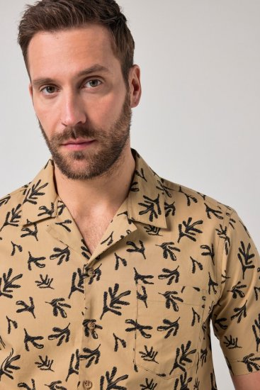 JP1880 Boxy Cuba Short Sleeve Shirt Camel - Ризи - мъжки ризи големи размери