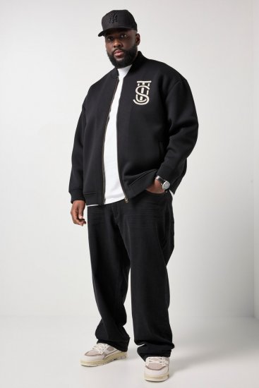 STHUGE 847083 Varsity яке от скуба плат Черно - Якета - мъжки якета големи размери