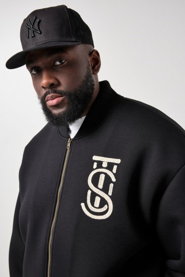 STHUGE 847083 Varsity яке от скуба плат Черно - Якета - мъжки якета големи размери