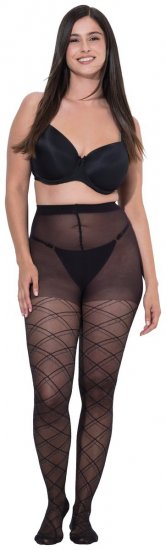 Ulla Popken 849049 Чорапогащник на райе 40 den Черно - Чорапогащници & чорапи - 