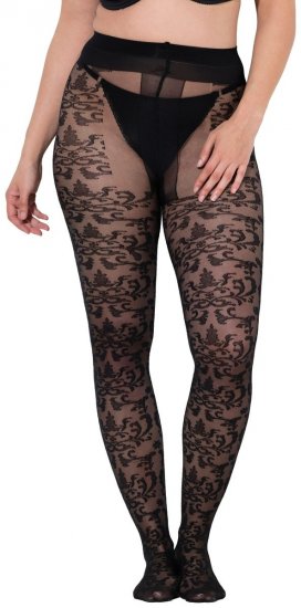 Ulla Popken 849055 Чорапогащник на цветя Черно - Чорапогащници & чорапи - 