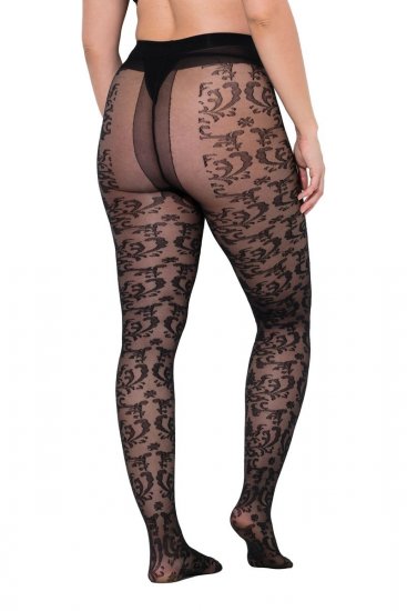 Ulla Popken 849055 Чорапогащник на цветя Черно - Чорапогащници & чорапи - 