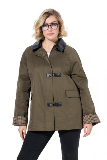 Ulla Popken 849246 Яке от изкуствена кожа Маслинено - Якета - Дамски якета голям размер