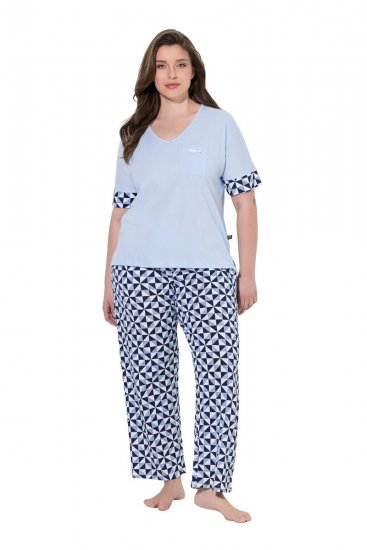 Ulla Popken 849850 Пижама на каре Светлосиньо - Пижами - 