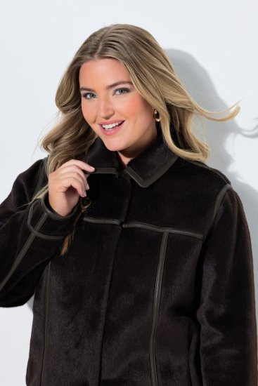 Ulla Popken 850310 Яке от изкуствен косъм Тъмнокафяво - Якета - Дамски якета голям размер