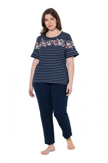 Ulla Popken 850403 Пижама на цветя Тъмносиньо - Пижами - 