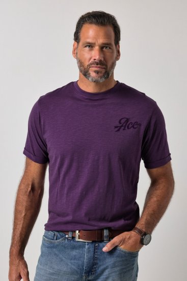JP1880 850985 Тениска с щампа на гърдите Тъмнолилаво TALL - TALL T-shirts - Тениски за високи мъже
