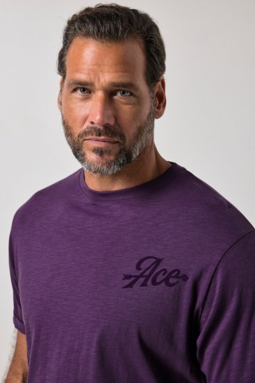 JP1880 850985 Тениска с щампа на гърдите Тъмнолилаво TALL - TALL T-shirts - Тениски за високи мъже
