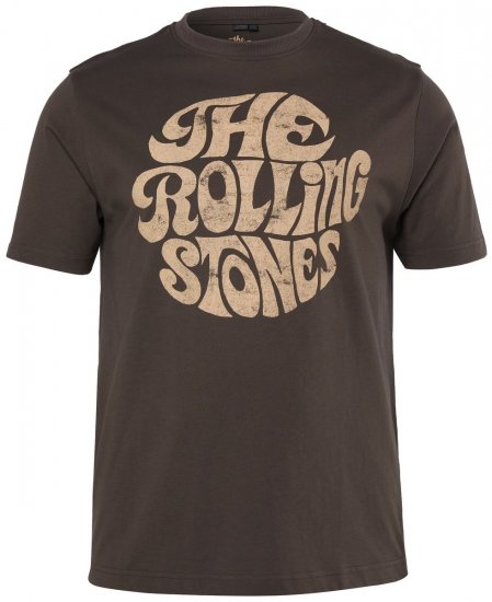 JP1880 851001 Rolling Stones Retro Logo Тениска Лешник - Тениски на групи - Бенд тениски в големи размери