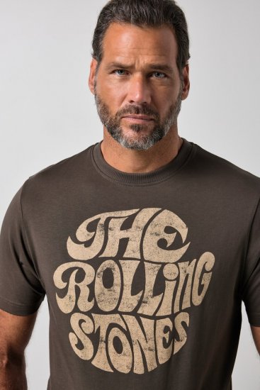 JP1880 851001 Rolling Stones Retro Logo Тениска Лешник - Тениски на групи - Бенд тениски в големи размери