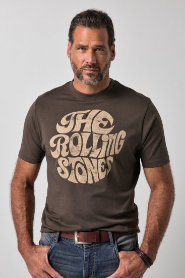 JP1880 851001 Rolling Stones Retro Logo Тениска Лешник - Тениски на групи - Бенд тениски в големи размери
