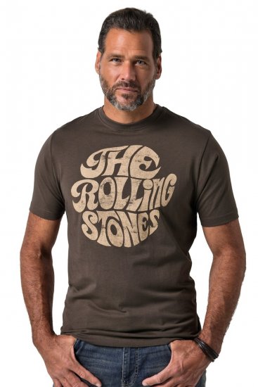 JP1880 851001 Rolling Stones Retro Logo Тениска Лешник - Тениски на групи - Бенд тениски в големи размери