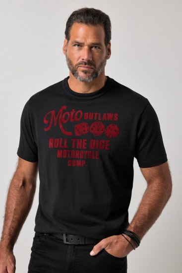 JP1880 851002 Тениска с щампа на гърдите Черно TALL - TALL T-shirts - Тениски за високи мъже