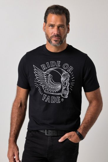 JP1880 851008 Тениска с щампа на гърдите Черно TALL - TALL T-shirts - Тениски за високи мъже