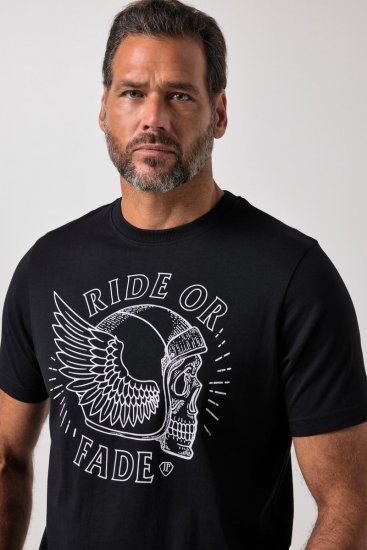 JP1880 851008 Тениска с щампа на гърдите Черно TALL - TALL T-shirts - Тениски за високи мъже