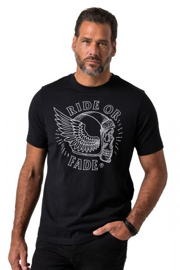 JP1880 851008 Тениска с щампа на гърдите Черно TALL - TALL T-shirts - Тениски за високи мъже