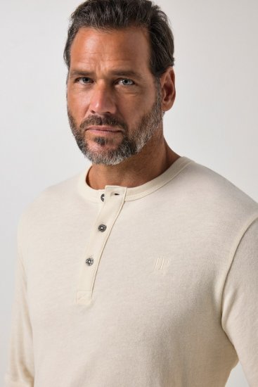 JP1880 851075 Тениска Хенли с дълъг ръкав Пясъчносиво TALL - TALL T-shirts - Тениски за високи мъже
