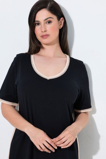 Ulla Popken 851237 Раирана нощница Черно - Нощници - 