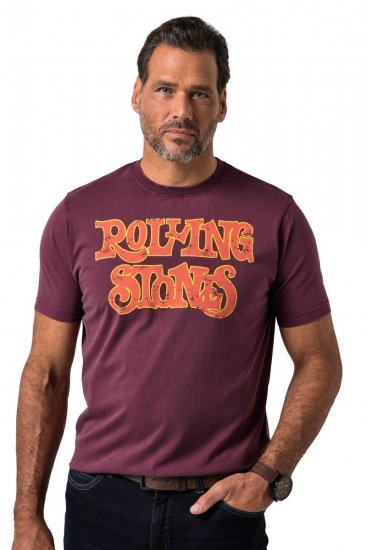 JP1880 851910 Rolling Stones Vintage Logo Тениска Патладжан - Тениски на групи - Бенд тениски в големи размери