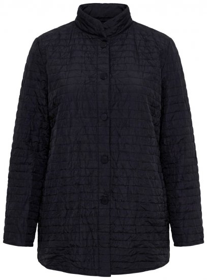 Ulla Popken 852076 Капитонирано яке от креп с яка столче Черно - Якета - Дамски якета голям размер
