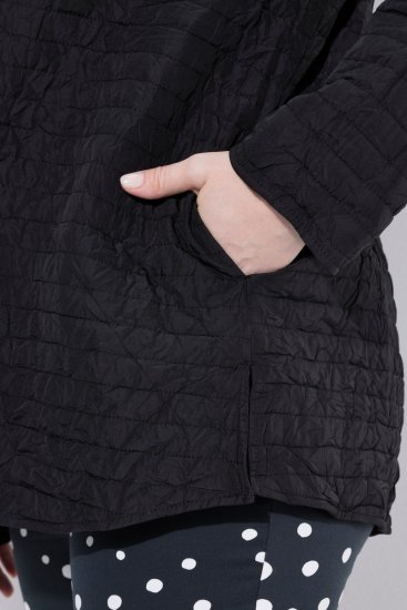 Ulla Popken 852076 Капитонирано яке от креп с яка столче Черно - Якета - Дамски якета голям размер