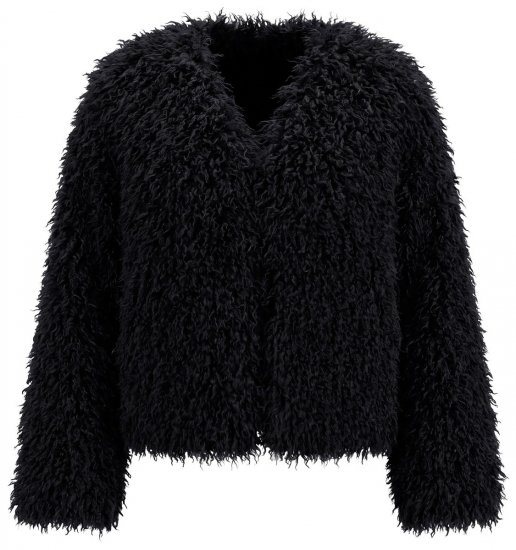 Ulla Popken 853894 Късо яке от изкуствен косъм Черно - Якета - Дамски якета голям размер