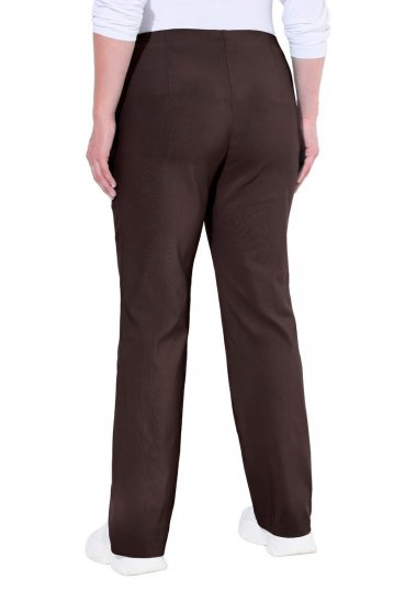 Ulla Popken 854910 Топъл еластичен панталон с ластик Махагоново кафяво - Панталони от плат - Дамски широки панталони макси размер