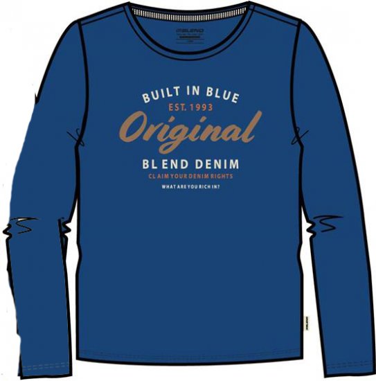 Blend Long Sleeve T-Shirt 4933 True Blue - Тениски - мъжки тениски големи размери