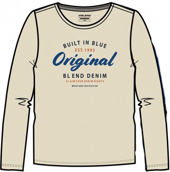Blend T-Shirt 4933 Cloud Cream - Тениски - мъжки тениски големи размери