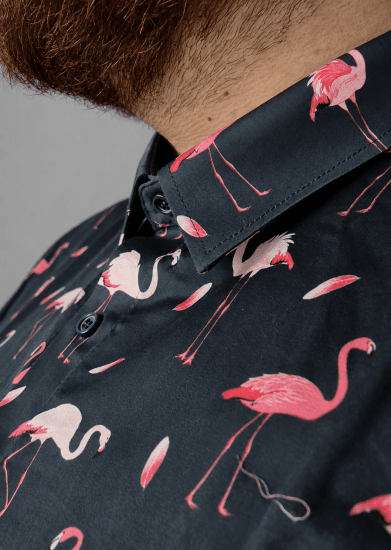 Kam Jeans 6068 Flamingo Short Sleeve Shirt Navy - Ризи - мъжки ризи големи размери