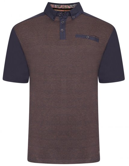 Kam Jeans 5490 Jersey Weave Contrast Polo Navy - Поло тениски - мъжки тениски с яка големи размери