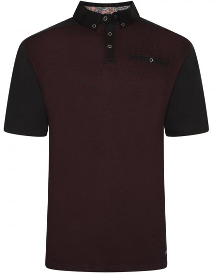 Kam Jeans 5490 Jersey Weave Contrast Polo Black - Поло тениски - мъжки тениски с яка големи размери