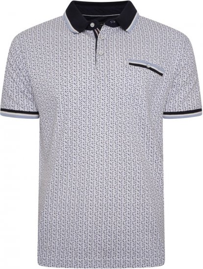 Kam Jeans 5487 Dobby Print Pique Polo White - Поло тениски - мъжки тениски с яка големи размери