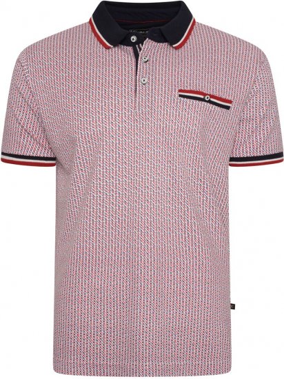 Kam Jeans 5487 Dobby Print Pique Polo Red - Поло тениски - мъжки тениски с яка големи размери