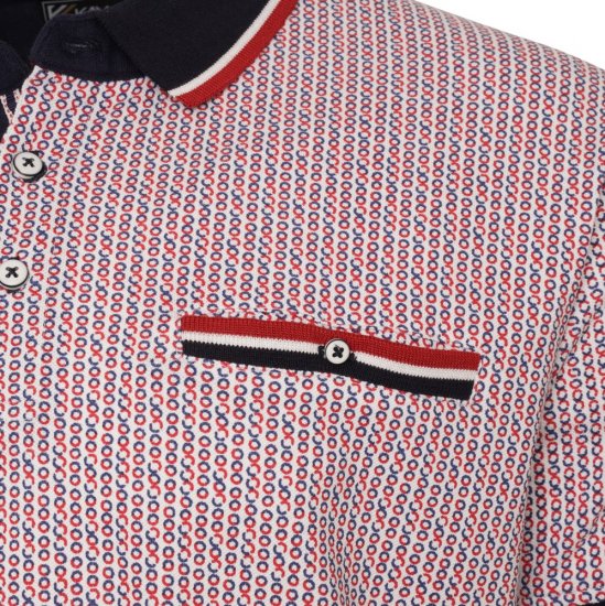 Kam Jeans 5487 Dobby Print Pique Polo Red - Поло тениски - мъжки тениски с яка големи размери