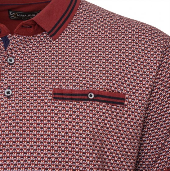 Kam Jeans 5488 Dobby Print Pique Polo Wine - Поло тениски - мъжки тениски с яка големи размери