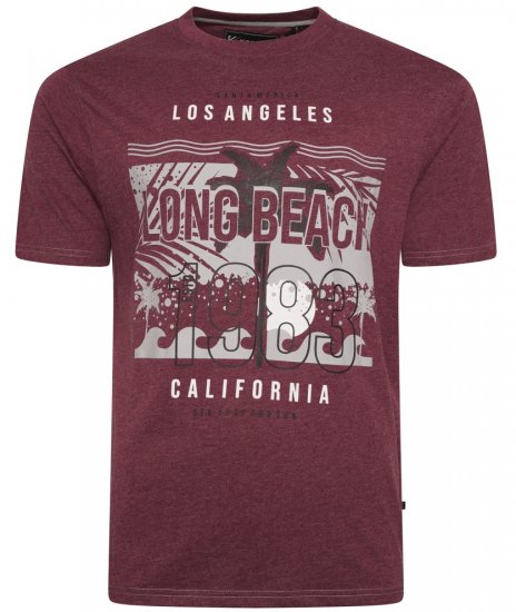 Kam Jeans 5729 Long Beach Print T-Shirt Burgundy - Тениски - мъжки тениски големи размери
