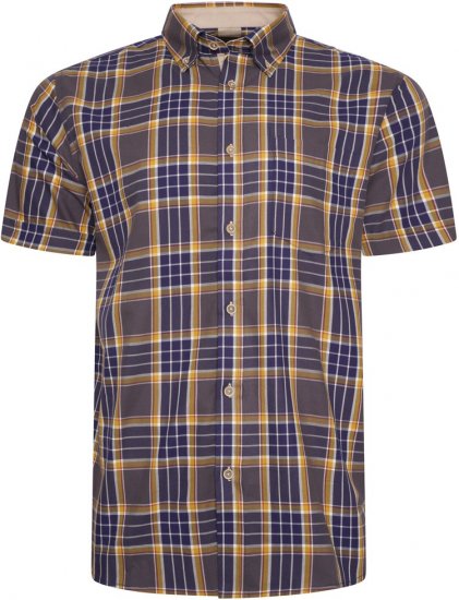 Kam Jeans 6282 Casual SS Check Shirt Navy - Ризи - мъжки ризи големи размери