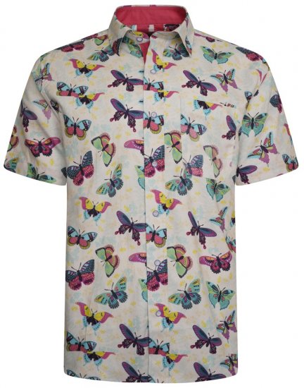 Kam Jeans 6044 Butterfly Digital Short Sleeve Print Shirt Multi-Colored - Ризи - мъжки ризи големи размери