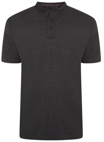 Kam Jeans 5744 Textured Jersey Grandad Top Charcoal - Тениски - мъжки тениски големи размери