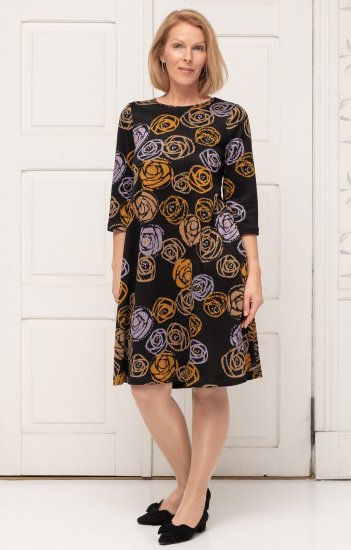 Scandinavian Caramel Flower Petals Dress Lavender and Orange - ДАМСКИ ДРЕХИ 40-66 - 