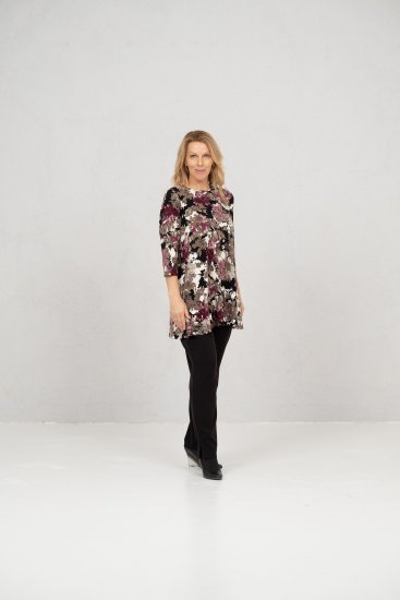 Scandinavian Caramel Flower Petals Tunic Brown - Печатни тениски за жени - 