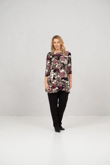 Scandinavian Caramel Flower Petals Tunic Brown - Печатни тениски за жени - 