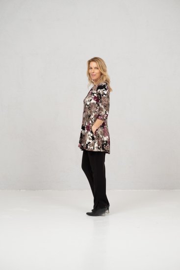 Scandinavian Caramel Flower Petals Tunic Brown - Печатни тениски за жени - 