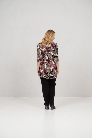 Scandinavian Caramel Flower Petals Tunic Brown - Печатни тениски за жени - 